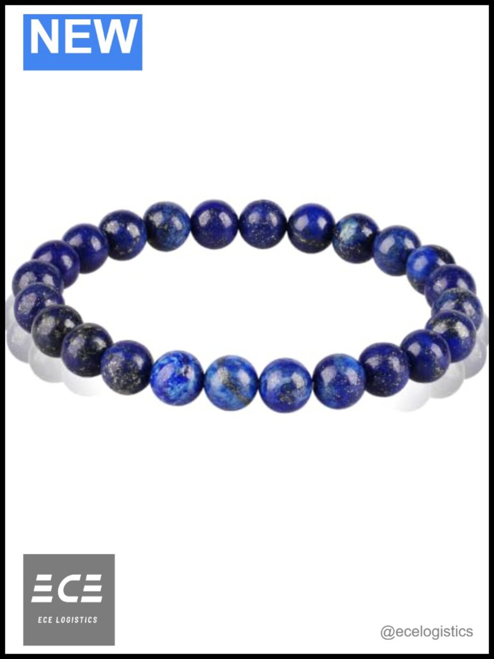 Handmade Lapis Lazuli Crystal Beaded Stretch Bracelet Unisex Wealth